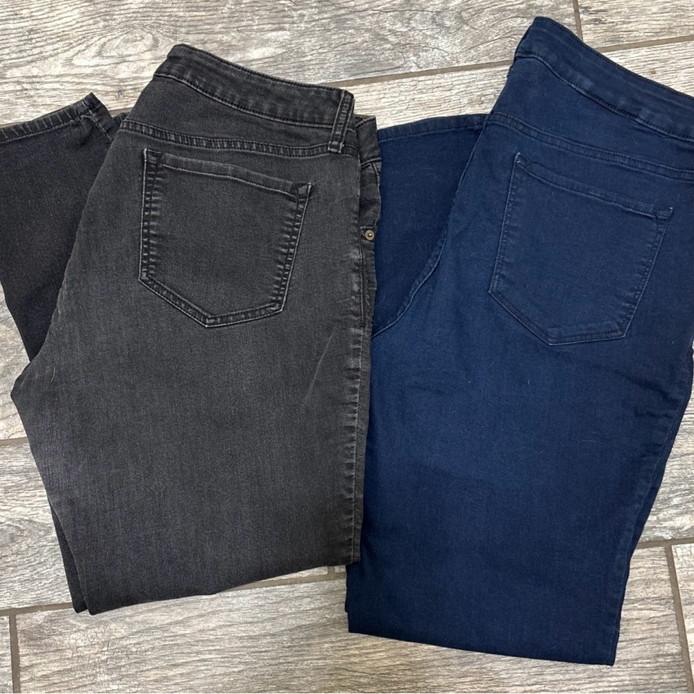 ROCKSTAR bundle 2 size 16 blue black Stretch Denim Jeans Old Navy EUC high waist